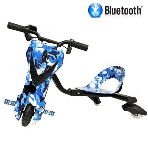 Drift Trike Scooter 180W-200W Mini 24V Vel Max18km/h 12 km autonomia 3 Vel 75 kg de carga Bluetooth Llave Camuflaje